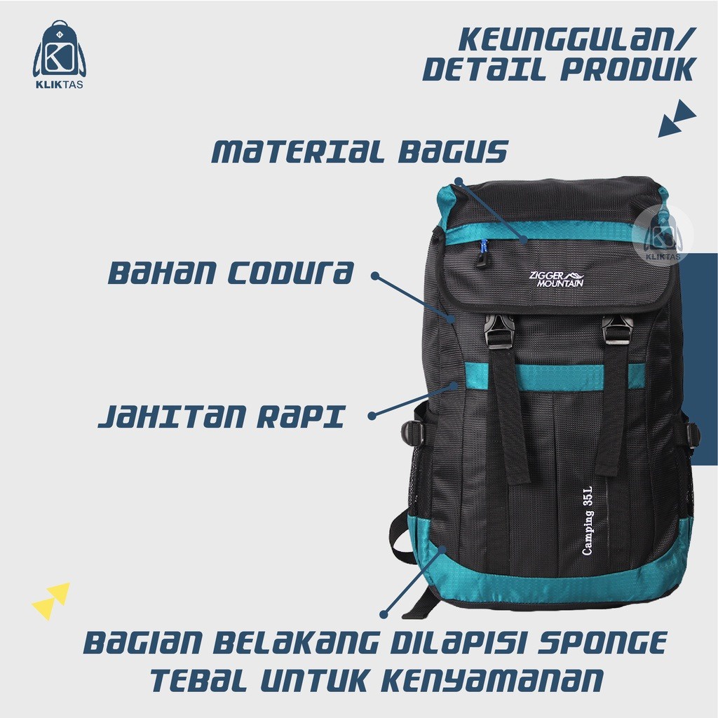 [KLIKTAS] Tas Laptop Bahu Ransel Anak Gunung Zigger 308260 Aksesoris Pria Berkualitas Termurah Premium Kekinian