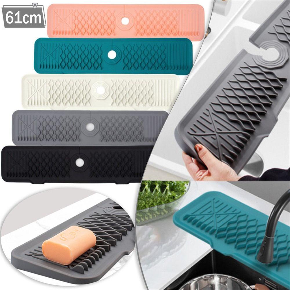 Populer Silicone Faucet Mat Kitchen Gadget Sink Water Cegah Keran Wraparound Water Splash Guard Faucet Matras Penyerap