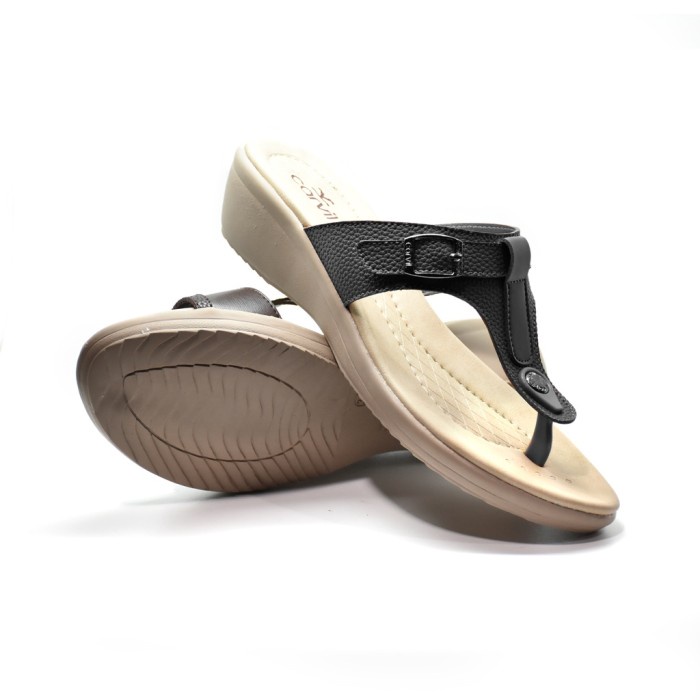 Carvil Laluna 01 L Black Sandal Jepit Casual Wanita_A108