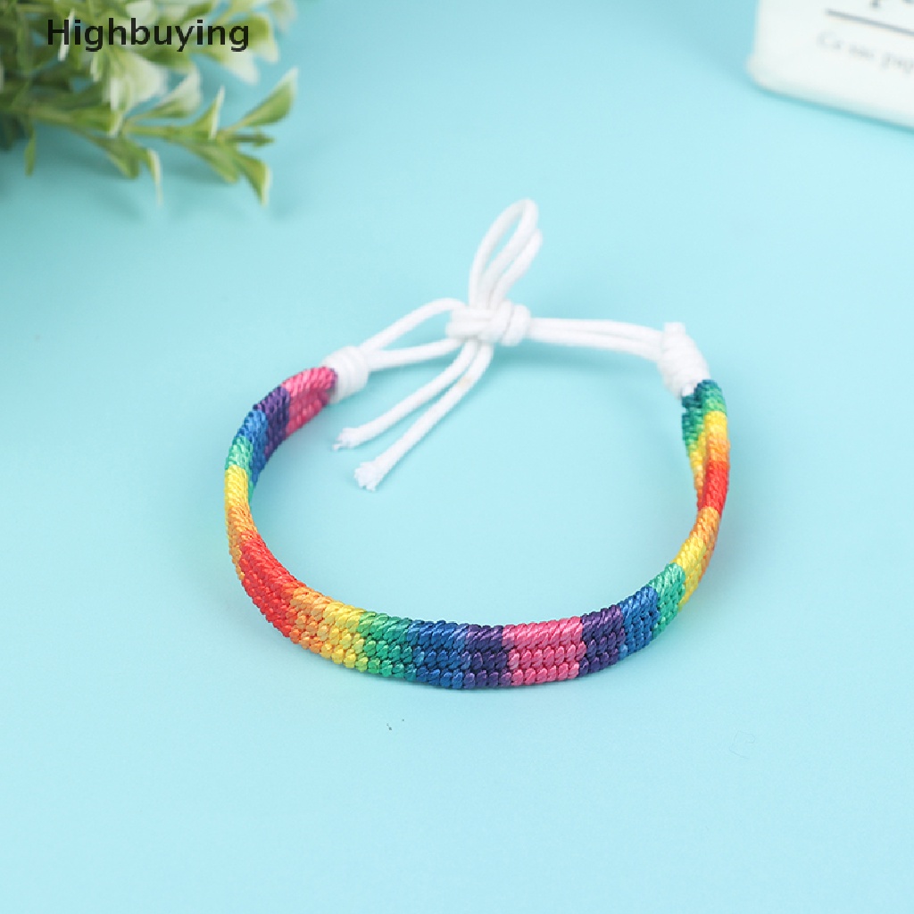 Hbid Charm LGBT Gelang Tali Hujan Untuk Pasangan Pride Gay Wanita Pria Handmade Anyaman Glory