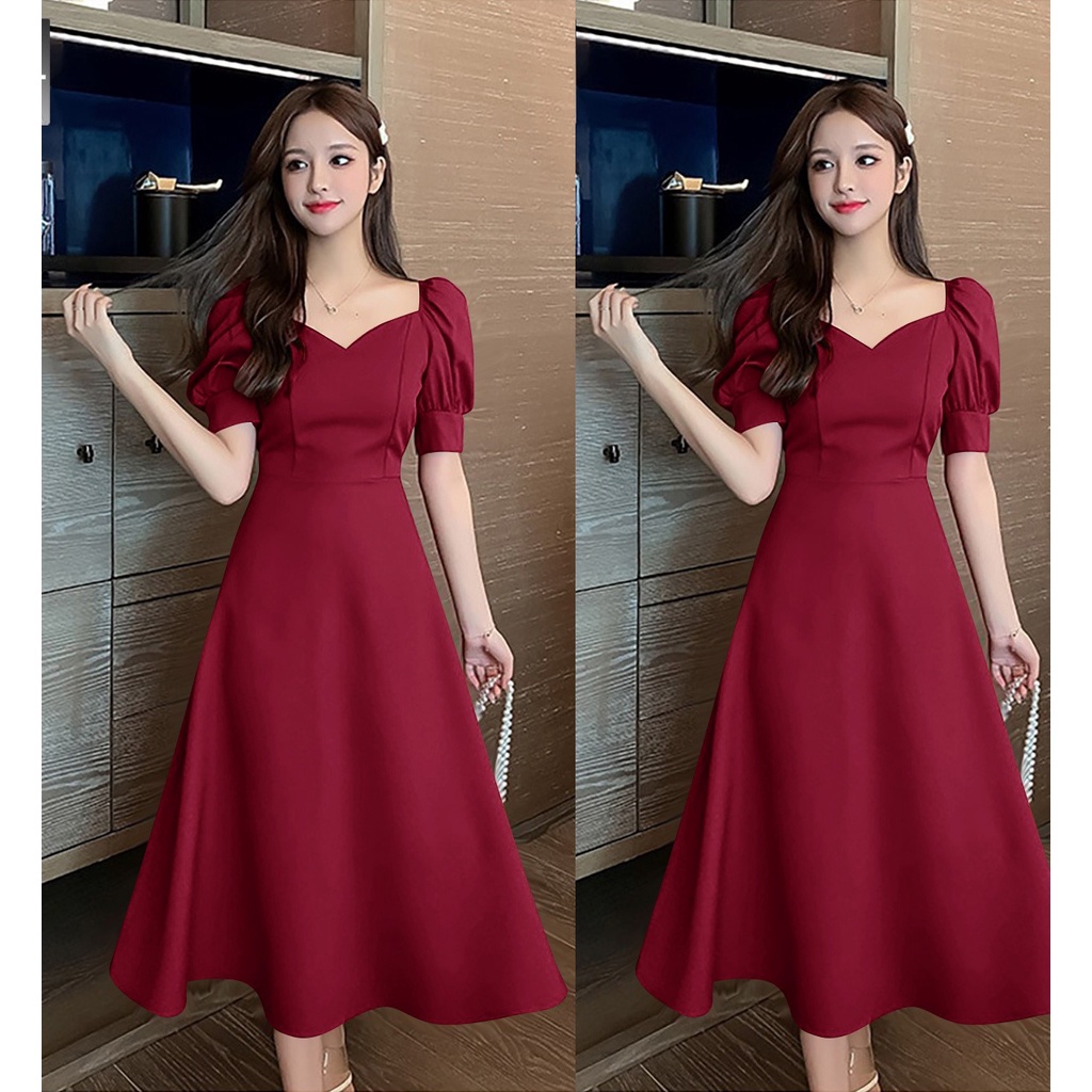 PROMO / BAHAN PREMIUM / Midi Dress Syahira Hot Item Best Seller Dress Scuba Fashion Scuba Bisa COD