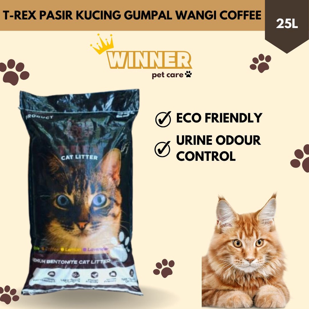 T-REX Cat Litter Pasir Kucing Gumpal Wangi Coffee 25 Liter