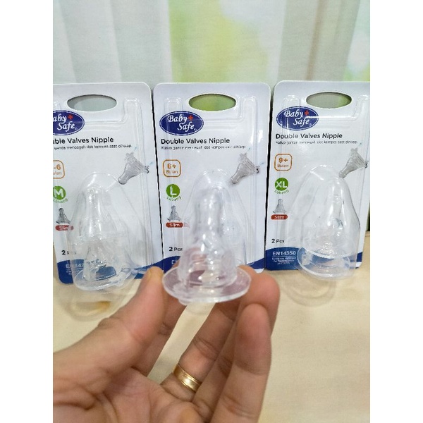 Dot Nipple Untuk Botol Slim Neck Double Katub Baby Safe Berkualitas S M L X L/DOT0M