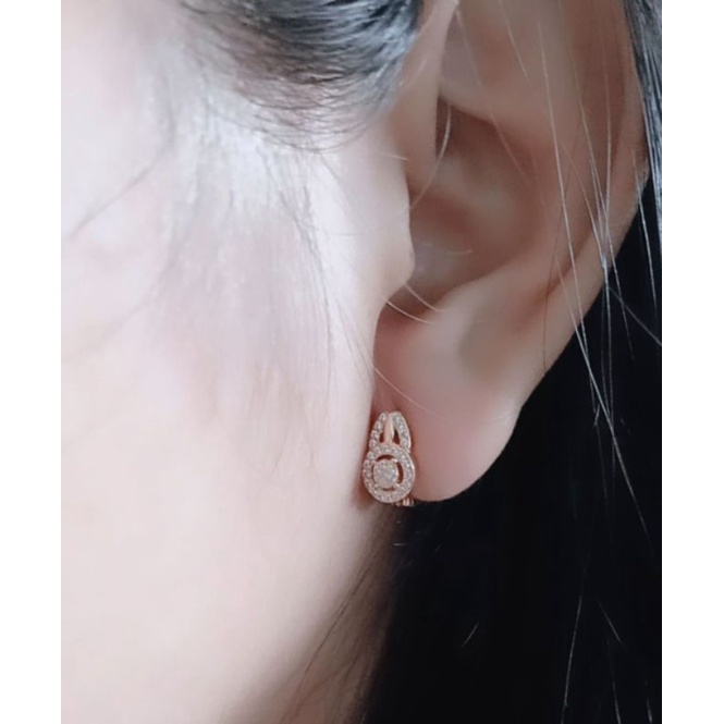 anting model jepit bunny mp-perak asli silver 925 lapis emas-perhiasan fashion wanita terbaru