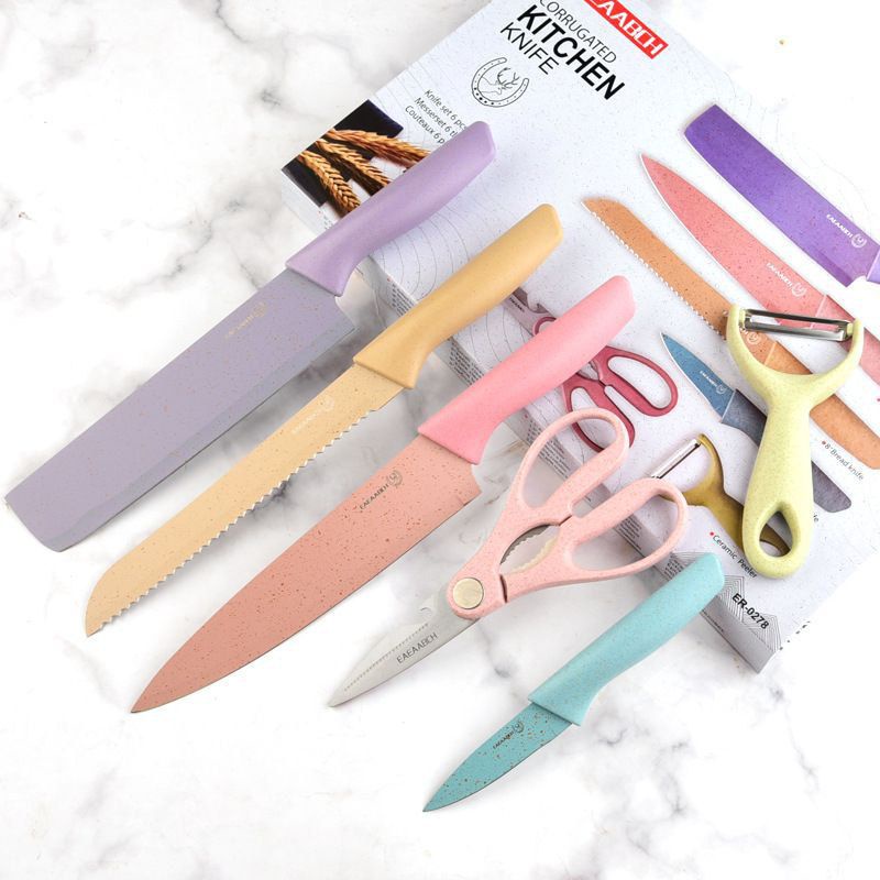 PROMO!!!! PISAU SULTAN SET KERAMIK 6 IN 1 ANEKA WARNA / PISAU JERAMI