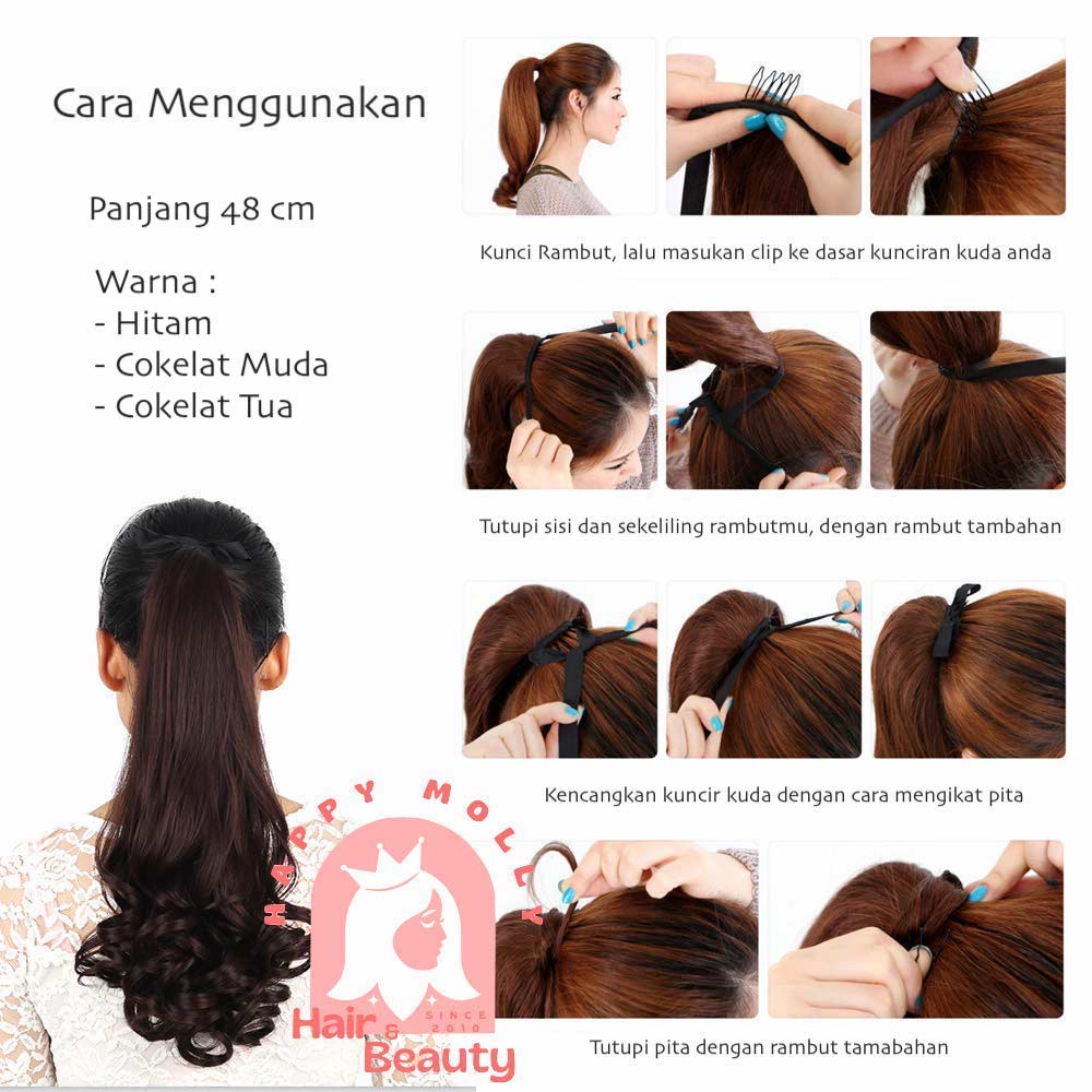 Hair Clip Ponytail Wig - Rambut Kuncir Ekor Kuda Fashion Wanita Korea - Curly - Hair Extension W8123 ( Group )