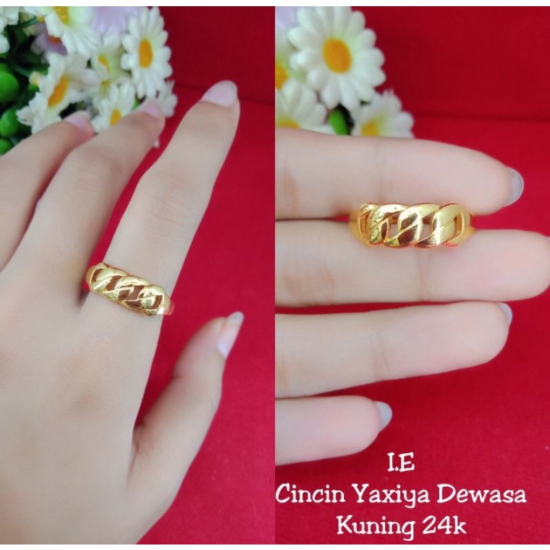 cincin rantai D lapis emas 24k