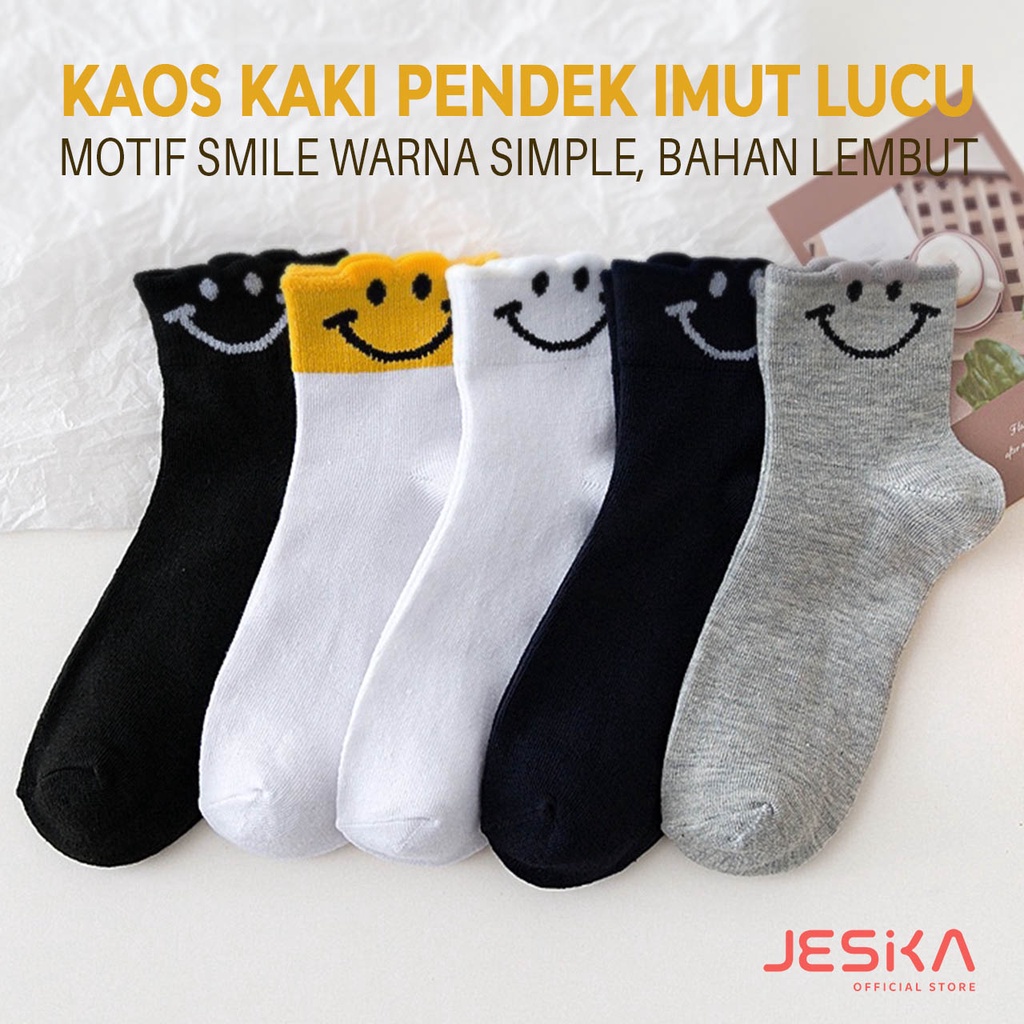 Kaos kaki musim dingin wanita cewek anak dewasa pendek atas mata kaki estetik lucu unik keren elastis motif smile