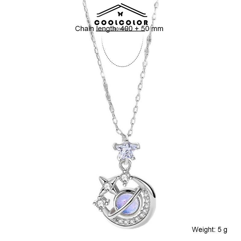 COD❤️Kalung Rantai Selangka Perak Gaya Korea Liontin Zircon Untuk Perhiasan Wanita- cl