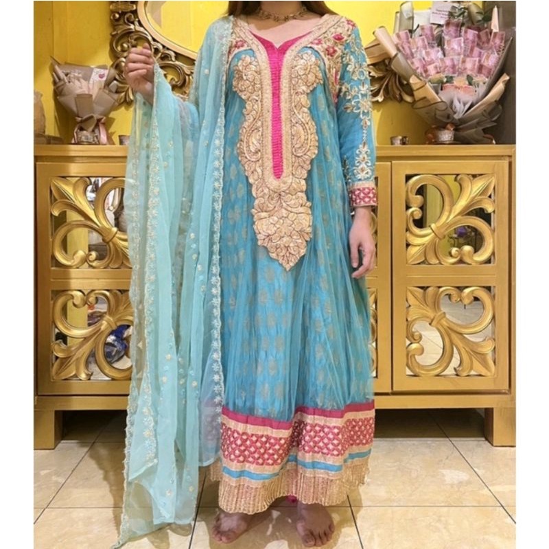Sewa Baju India Dress India Anarkali Dress Size L-XL Beserta Aksesoris