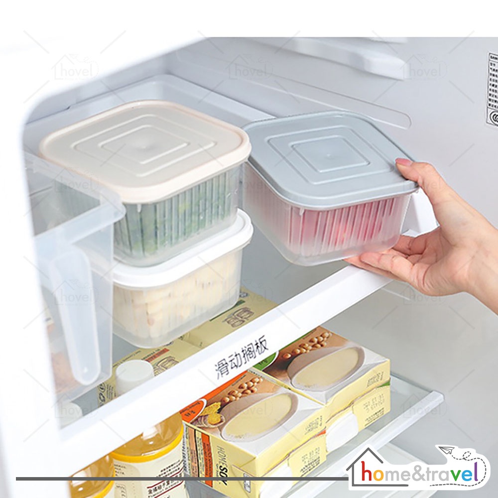 HOVELSHOP Wadah Peniris Sayur Buah Keranjang Saringan Sayuran Food Storage Box  2 in 1 Serbaguna