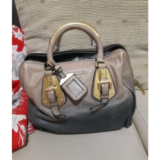 Preloved Tas Prada Vit. Daino Print Authentic