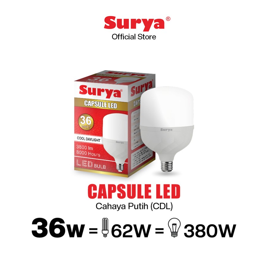 Lampu LED Surya Capsule New 28/36/42/50 Watt Putih Cool Daylight Original