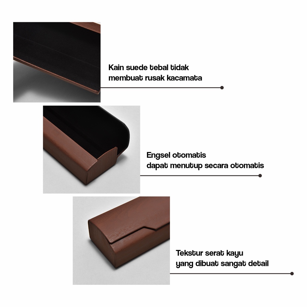 La Chapella - Box Tempat Kacamata Hardcase/Kotak kacamata lucu/Hardcase kacamata Terbaru/Motif Diagonal box kacamata premium/Anti Bentur, Anti Debu Material Serat Kayu H003