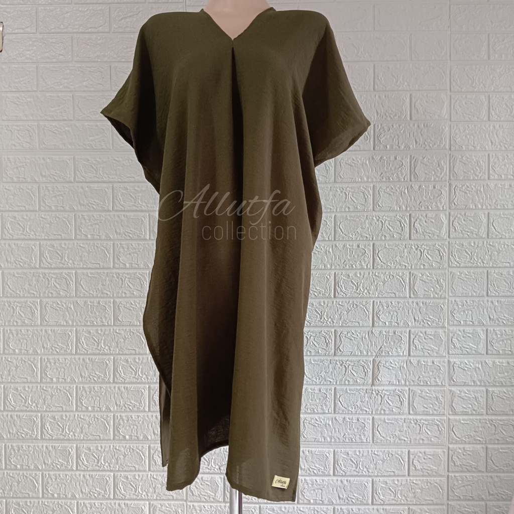 Long Square Cringkle Airflow Jumbo  atasan wanita Blouse V Neck