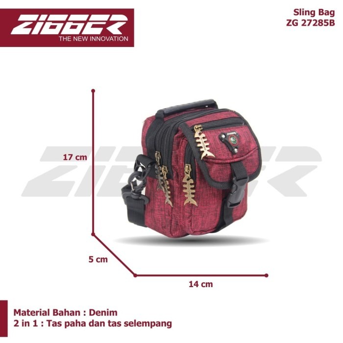 [KLIKTAS] Tas Slempang Pria 2 in 1 ZIGGER - ZG 27285B - Sling Bag Gaul