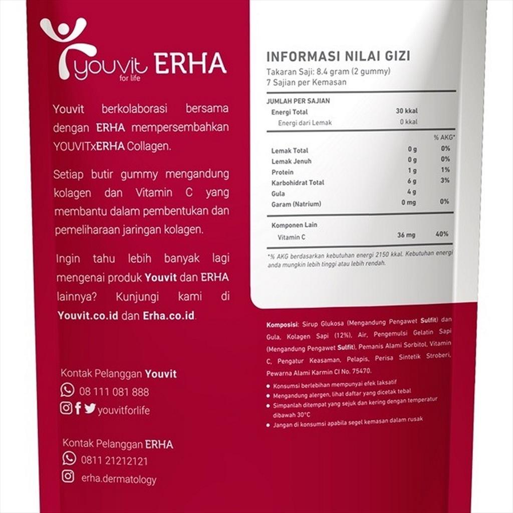 x2 YOUVIT x Erha Multivitamin Gummy Collagen 1000mg 7 Days Vitamin