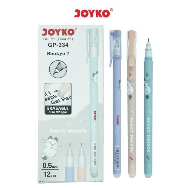 

DISKON (12Pcs) Erasable Pen Gel Joyko GP 334 Shokyo 7 / Pulpen Bisa Dihapus