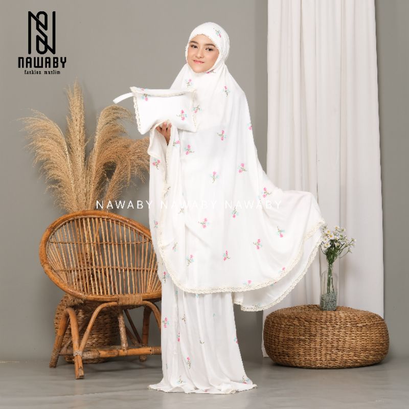 Mukena Dewasa Rayon Premium 2 in 1 Bordir Vinca Jumbo Free Tas Cantik