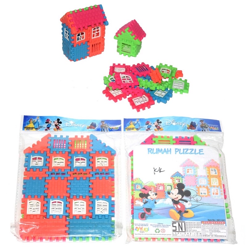 JC Mainan Edukasi Puzzle Rumah Kubus Funny Block Blok Rumah Bongkar Pasang 40Pcs