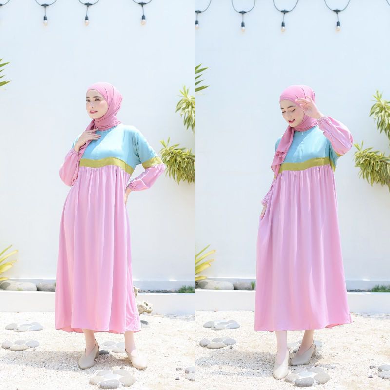 MIDI Rainbow Dress Import / Gamis Rainbow / Gamis Murah / Gamis Wanita