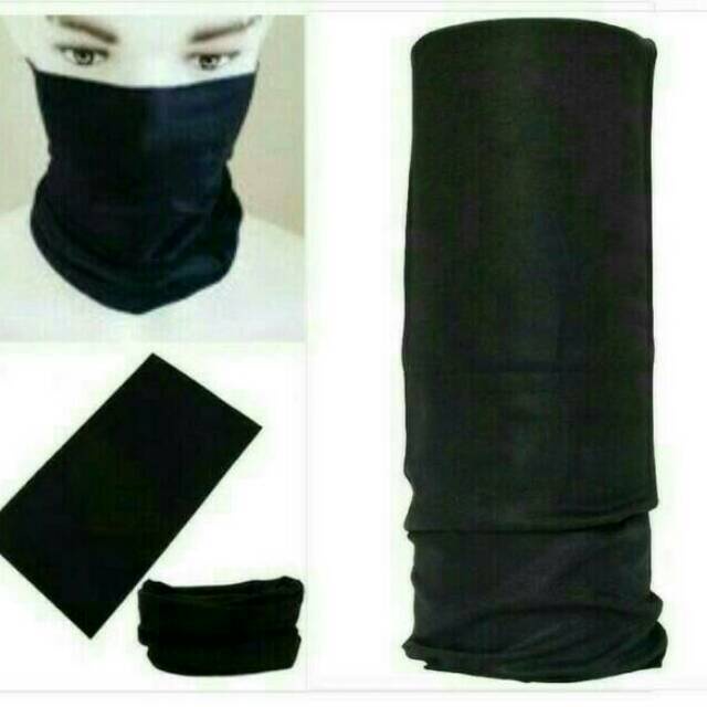 Warna Hitam Masker buf bandana hitam polos Masker Tanpa jahitan