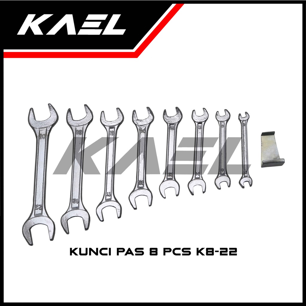 Kunci Pas Ring Set 8 Pcs Open End Wranch 6-7-8-9-10-11-12-13-14-15-16-17-18-19-20-22 Alat Perkakas Petukangan