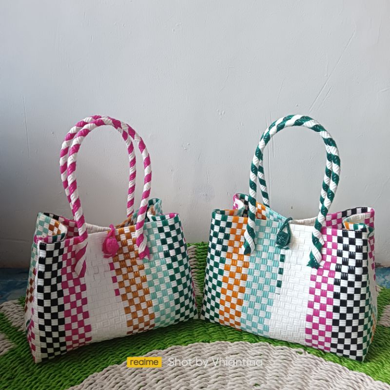 TAS ANYAM JALI PETY WARNA WARNI/TAS ANYAMAN PREMIUM JALI PATTY TALI PENDEK