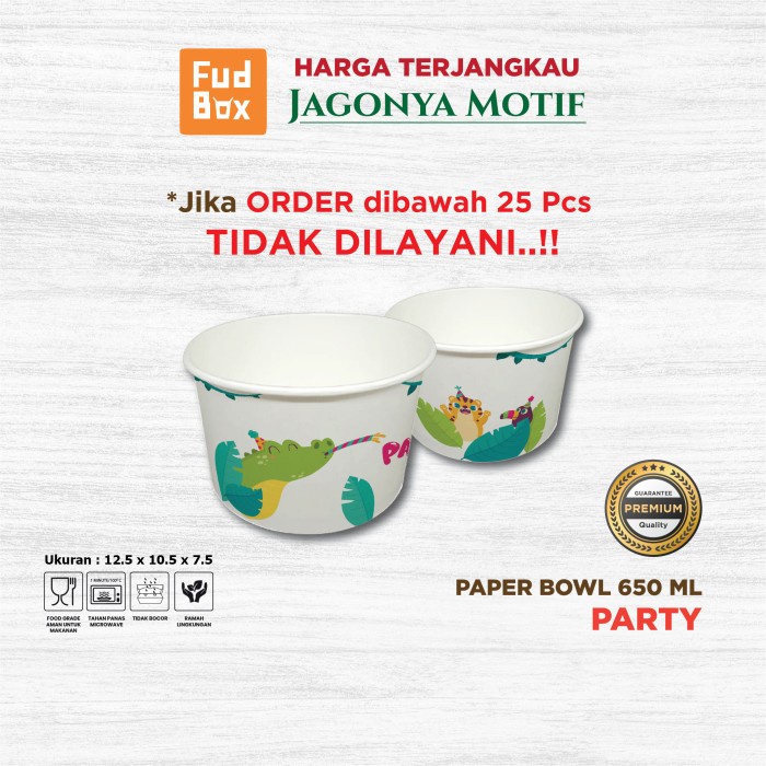 Buruan beli] Bowl Paper Bowl Rice Bowl Motif Party 650 ml