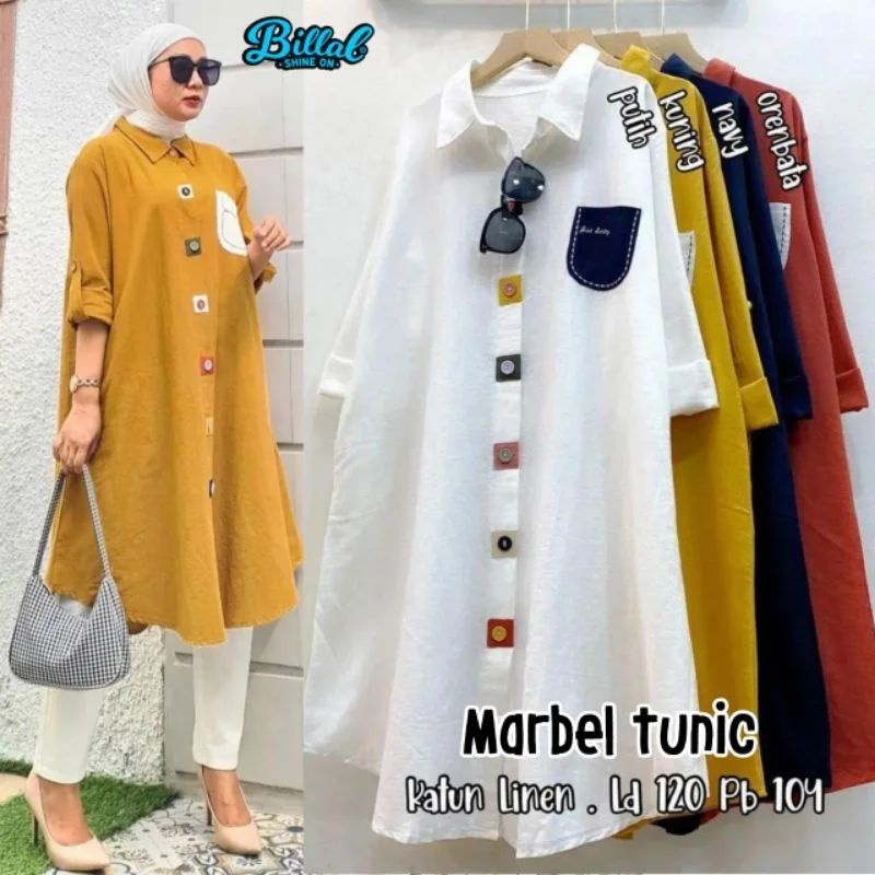 MARBEL TUNIK WD BAHAN MOSSCRAPE LD 120 CM KANCING DEPAN BUSUI FRIENDLY BANYAK VARIASI WARNA ATASAN WANITA LENGAN PANJANG MIDI DRESS KOREAN STYLE