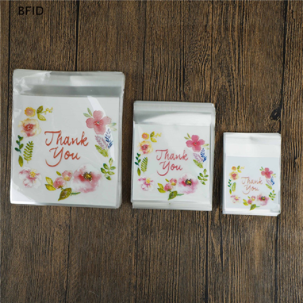 [BFID] 100pcs 3ukuran Plastik Thank You Cookie Paket Candy Bag Self Adhesive [ID]