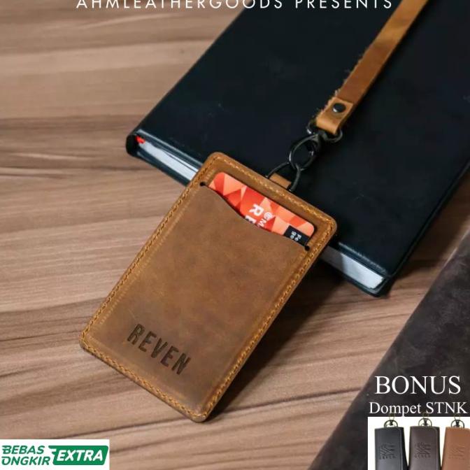 

BRG BARU Kalung Tempat Id Card Holder Kulit Asli Reven Arca Lanyard Bumn