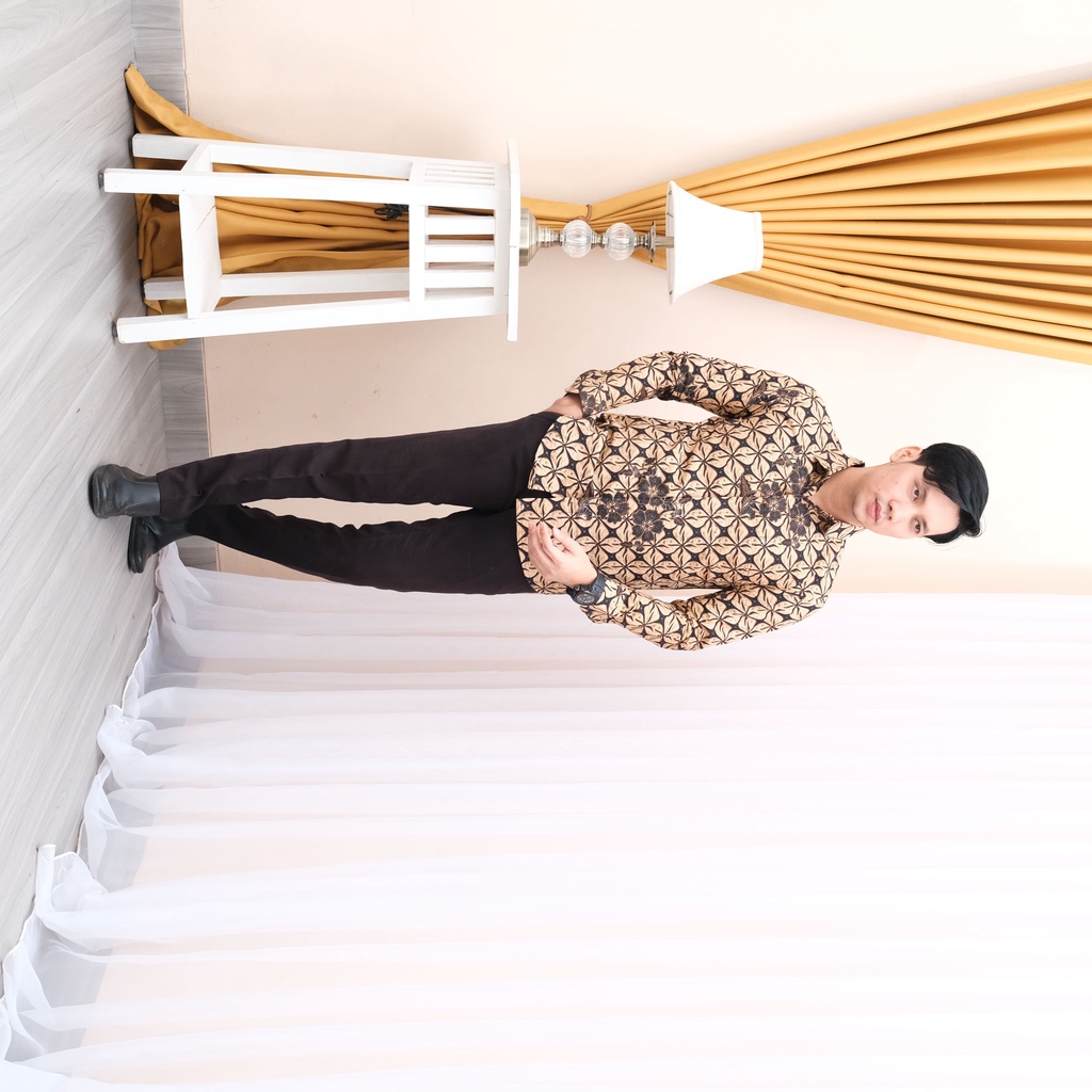 BAJU BATIK PRIA LENGAN PANJANG SLIM FIT PREMIUM FURING ADEM MODERN KEMEJA CASUAL FORMAL