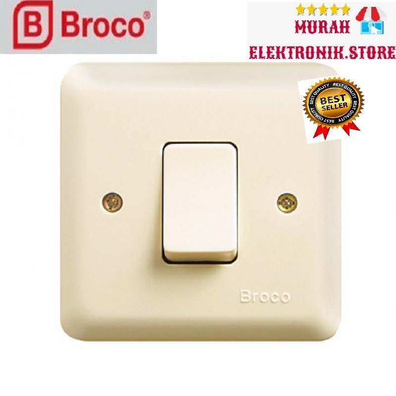 BROCO IB SAKLAR ENGKEL CREAM 6621 - 6621U NEW GEE SINGLE SWITCH INBOW TANAM