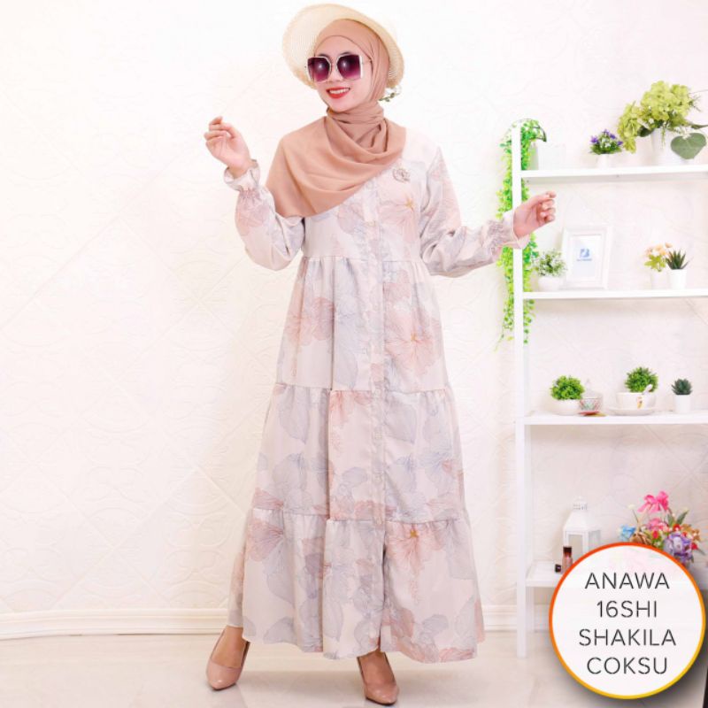 GAMIS FULL KANCING MOTIF BUNGA KOREAN STYLY