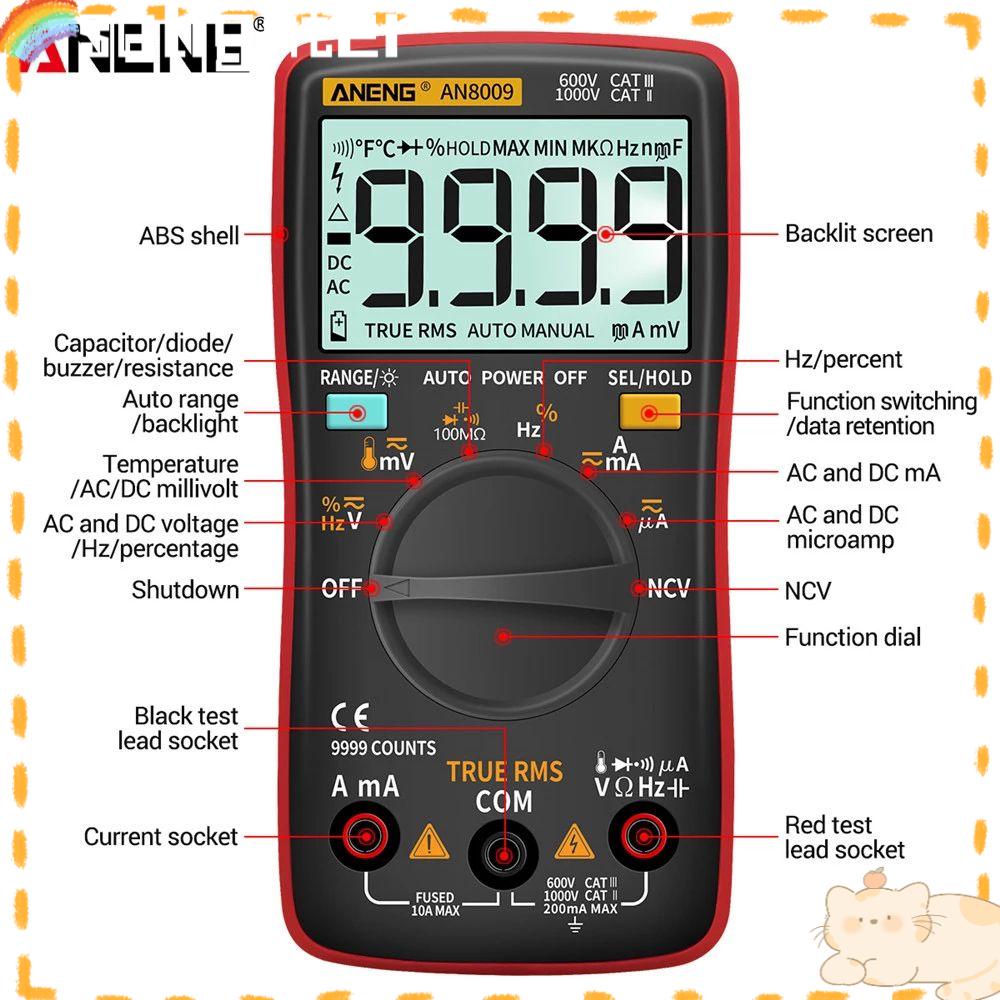 Solighter Digital Smart Multimeter Presisi Tinggi Temp Diode Transistor Testers Pengukur Kapasitansi Listrik Otomotif