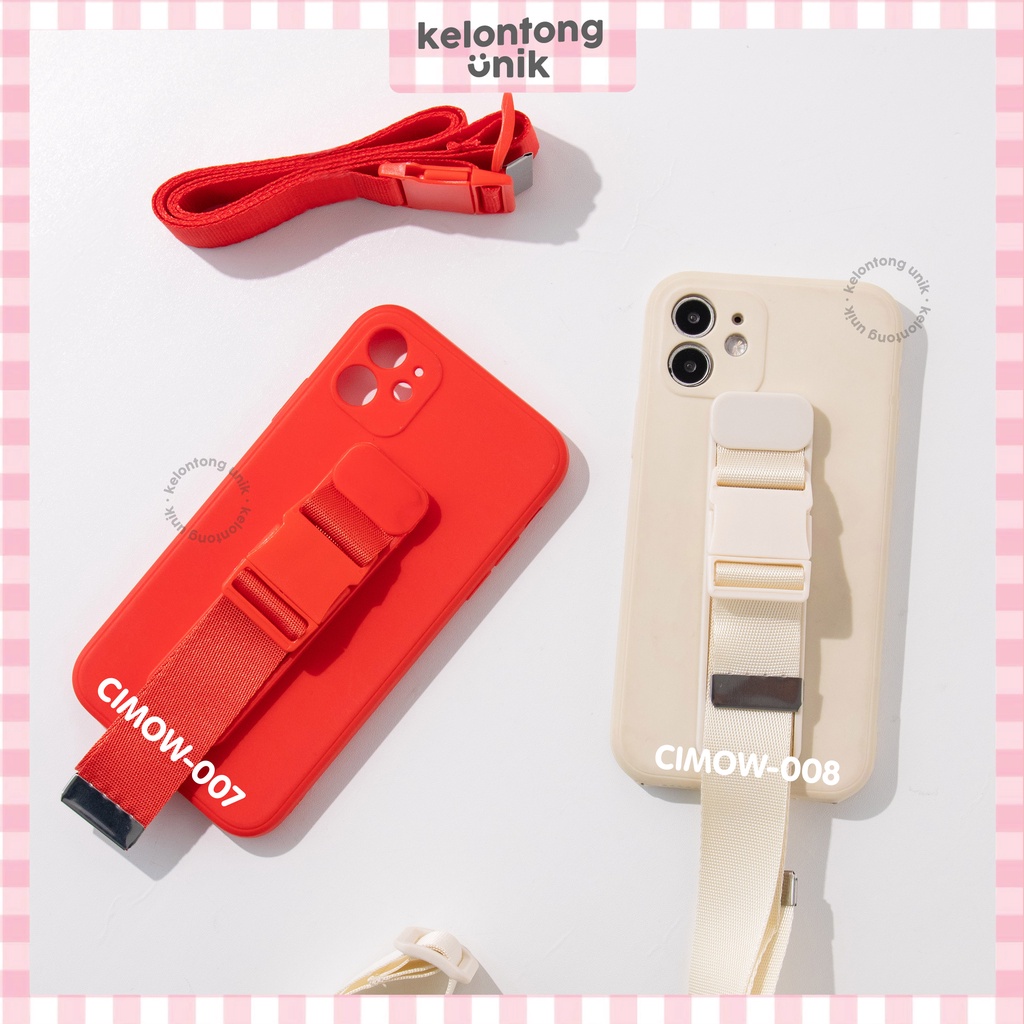 (Seri 4) For iPhone - Square Edge Silicone Case + Tali Wristband Set Panjang Pendek