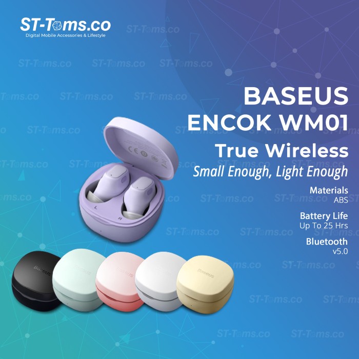 BASEUS ENCOK WM01 / WM 01 TRUE WIRELESS EARPHONES TWS