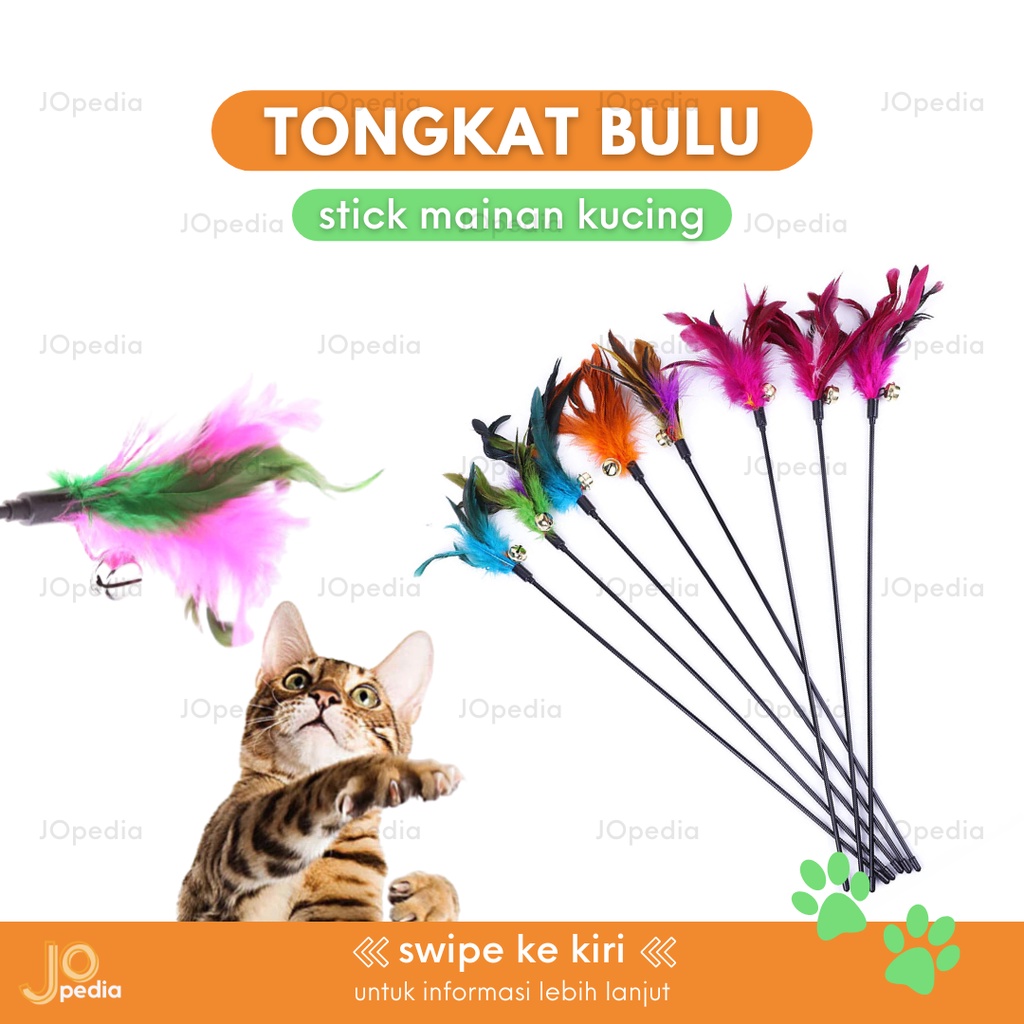 TONGKAT BULU Lonceng Mainan Kucing Tongkat Kerincing Stick Pancing Cat Toy