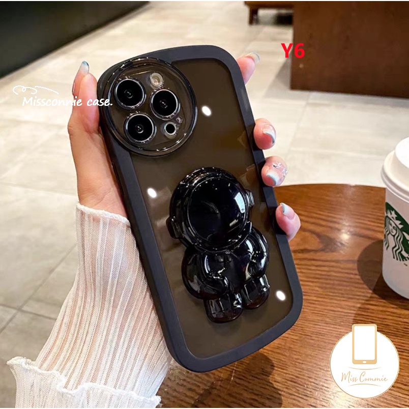 Realme C25 C12 C11 2020 C15 C35 C31 C21Y C25Y C25s C20 C11 2021 9i 5 6i 5i 5s C3 C20A Airbag Shockproof Soft TPU Case Dengan Braket Kartun Astronot Phone Stand Holder