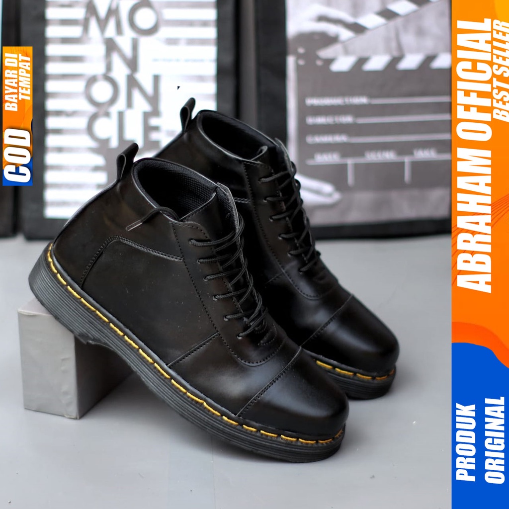 Sepatu Boots Pria Docmart Formal Kerja Pria Hitam Abraham BRATA