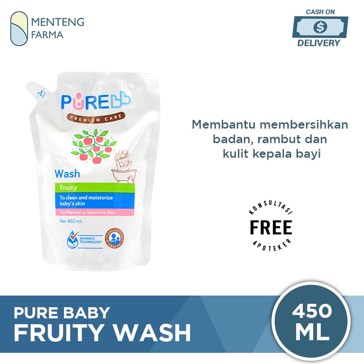 Pure Baby Wash Fruity Refill 450 mL - Sabun Mandi Bayi Non SLS