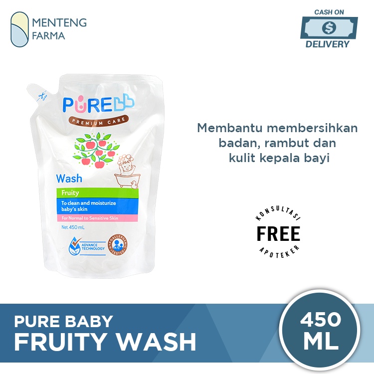 Pure Baby Wash Fruity Refill 450 mL - Sabun Mandi Bayi Non SLS