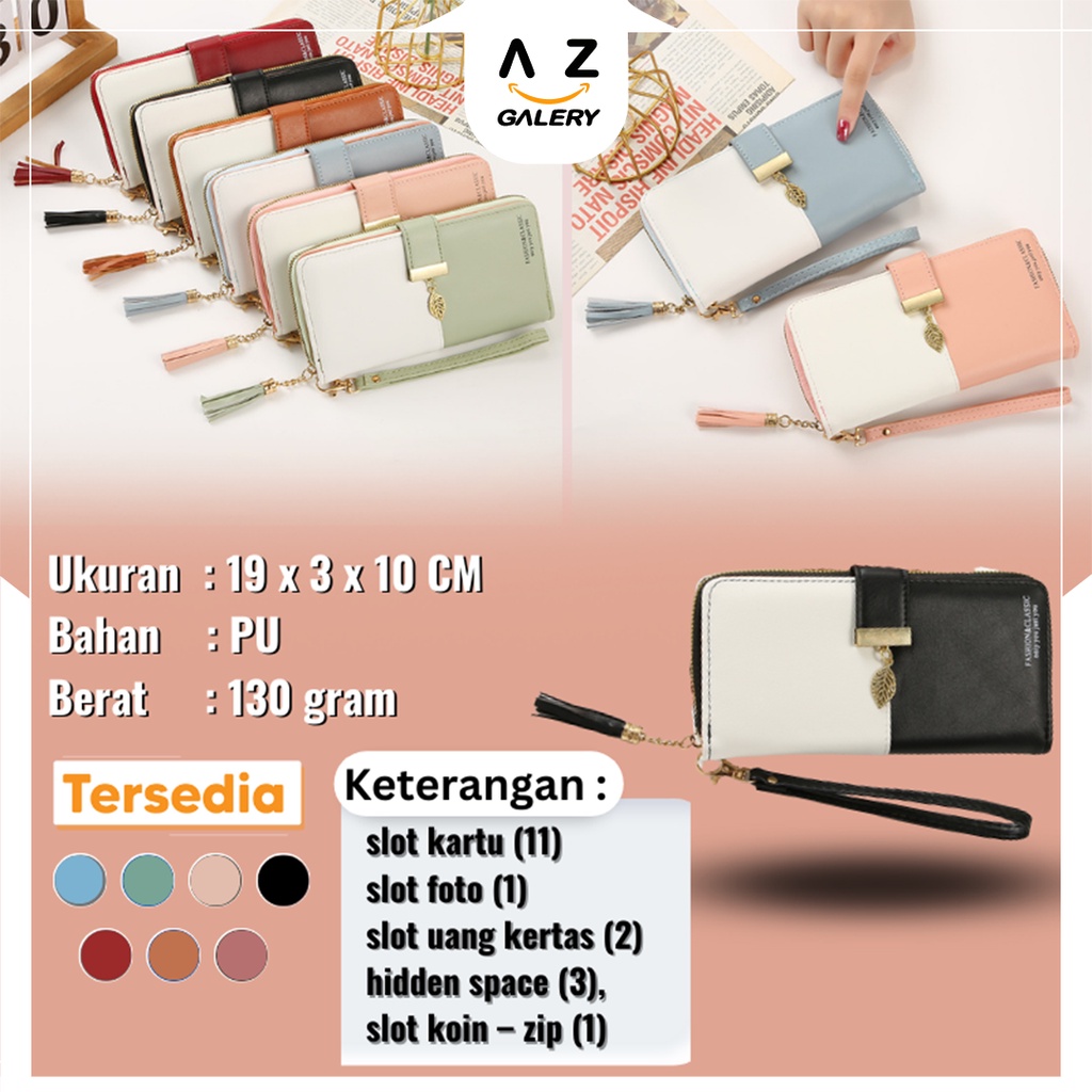 Dompet Resleting Panjang Kasual Import Murah Kekinian Dompet Wanita Women Wallet Fashion Korean Style Azgalery D89