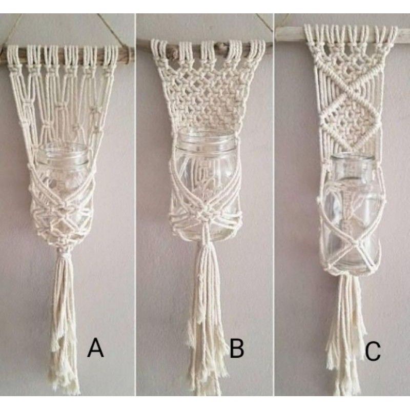 tali pot gantung dinding macrame