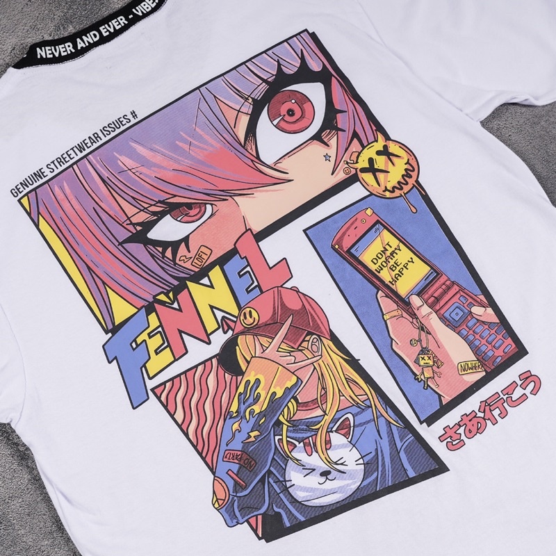[N01095] T-shirt Oversized Distro List Motif VIBES ATTITUDE