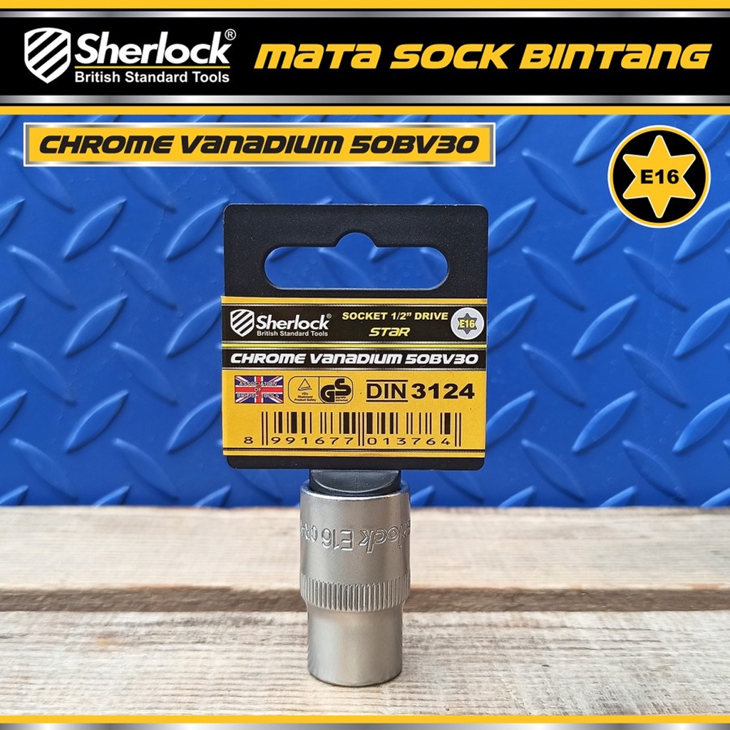 Kunci Shock Bintang Sok E16 1/2 inch Drive Star Socket Sherlock