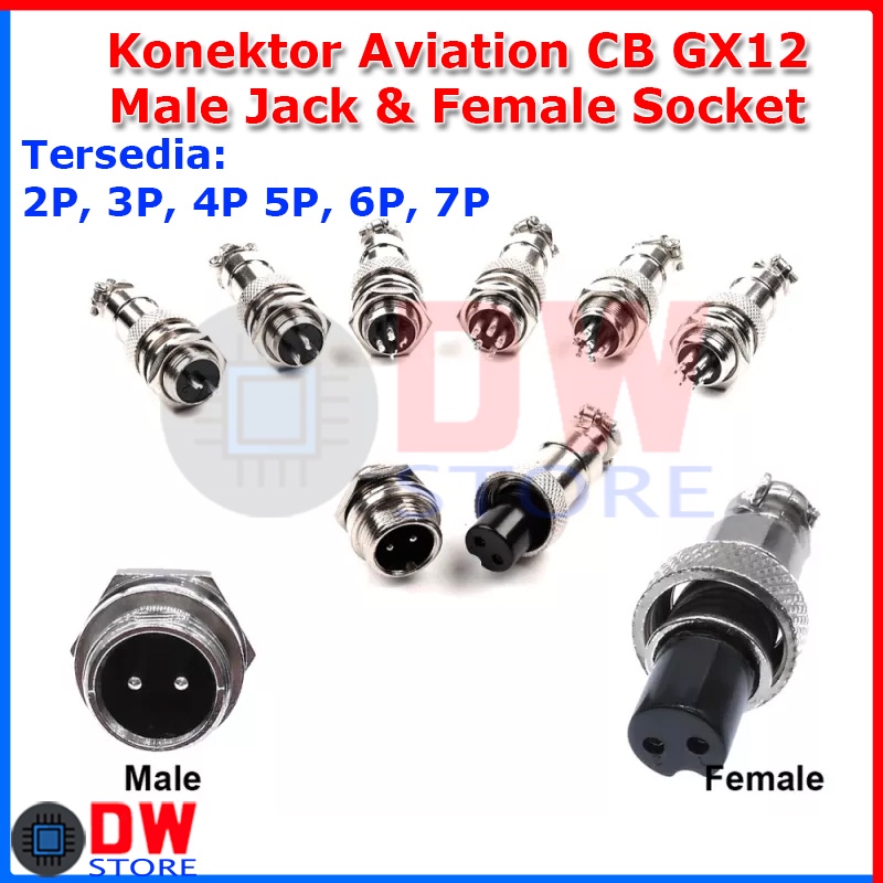 Socket Jack Plug Konektor Aviation CB GX12 GX-12 2P 3P 4P 5P 6P 7P