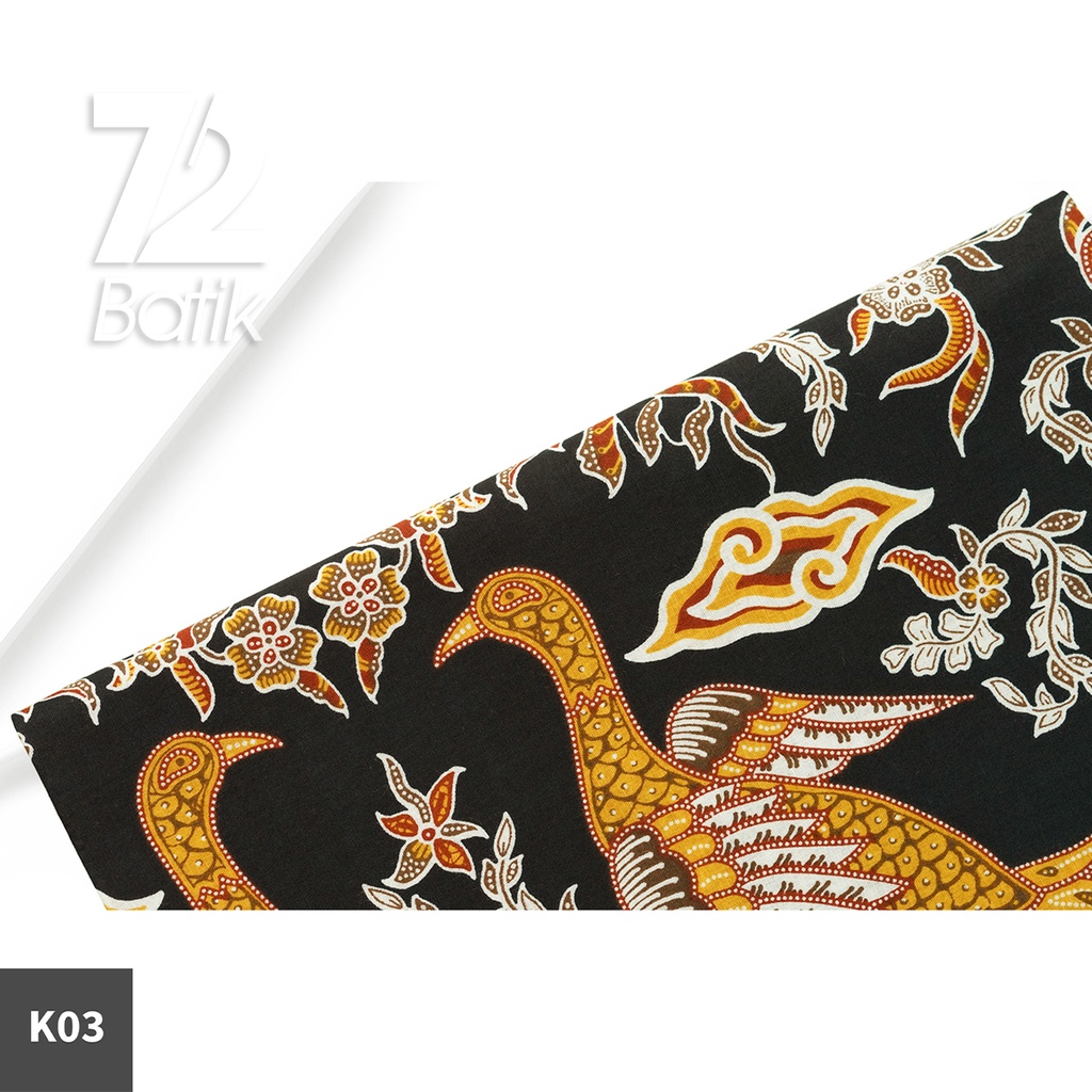 KAIN BATIK PREMIUM Bahan Katun Motif Burung Merak Hitam 722687 Cap 72 Jarik Jarit Samping Kebat Panjang Batik Katun Modern Premium Bahan Seragam Batik Pernikahan Kantor Keluarga Murah Kamen Jadi Batik Bali Lembaran