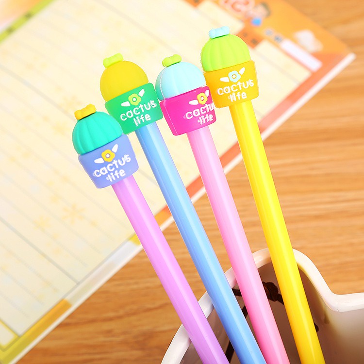 4pcs Pena Pen Pulpen Gel Set Tinta Cair Kaktus Cactus Life OSM-ST0096